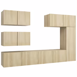 vidaXL Set di Mobili Porta TV 6 pz Rovere Sonoma in Legno Multistrato - Vista aggiuntiva 2