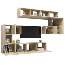 vidaXL Set Mobili Porta TV 8pz Rovere Sonoma in Legno Multistrato - Vista aggiuntiva 3
