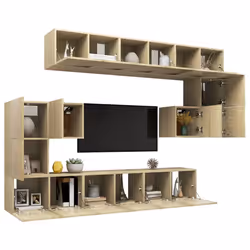 vidaXL Set di Mobili Porta TV 10 pz Rovere Sonoma in Legno Multistrato - Vista aggiuntiva 3