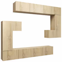 vidaXL Set Mobili Porta TV 8pz Rovere Sonoma in Legno Multistrato - Vista aggiuntiva 2