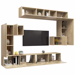 vidaXL Set Mobili Porta TV 8pz Rovere Sonoma in Legno Multistrato - Vista aggiuntiva 3