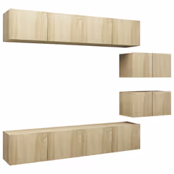 vidaXL Set di Mobili Porta TV 6 pz Rovere Sonoma in Legno Multistrato - Vista aggiuntiva 2
