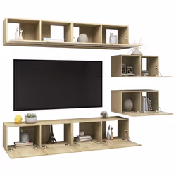 vidaXL Set di Mobili Porta TV 6 pz Rovere Sonoma in Legno Multistrato - Vista aggiuntiva 3