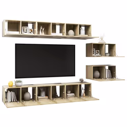 vidaXL Mobili Porta TV 8 pz Rovere Sonoma in Legno Multistrato - Vista aggiuntiva 3