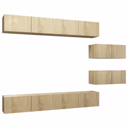 vidaXL Set di Mobili Porta TV 6 pz Rovere Sonoma in Legno Multistrato - Vista aggiuntiva 2