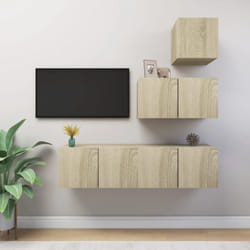 4 pz Set Porta tv, Tavolino tv Per Salotto Rovere Sonoma in Truciolato Vidaxl