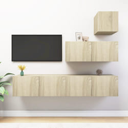 vidaXL Set di Mobili Porta TV 4 pz Rovere Sonoma in Legno Multistrato