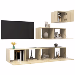 vidaXL Set di Mobili Porta TV 4 pz Rovere Sonoma in Legno Multistrato - Vista aggiuntiva 3