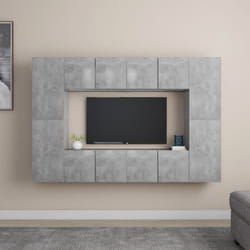 Set di Mobili Porta TV 8 pz Grigio Cemento in Legno Multistrato vidaXL636439