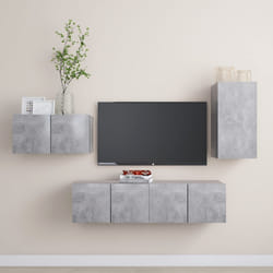 Set di Mobili Porta TV 4 pz Grigio Cemento in Legno Multistratocod mxl 72873