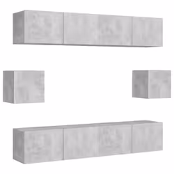 vidaXL Set di Mobili Porta TV 6 pz Grigio Cemento in Legno Multistrato - Vista aggiuntiva 2