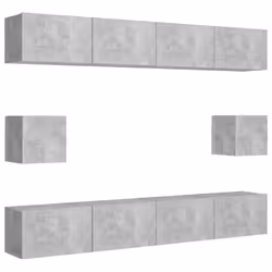 vidaXL Set di Mobili Porta TV 6 pz Grigio Cemento in Legno Multistrato - Vista aggiuntiva 2