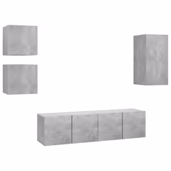 vidaXL Set di Mobili Porta TV 5 pz Grigio Cemento in Legno Multistrato - Vista aggiuntiva 2