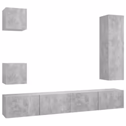 vidaXL Set di Mobili Porta TV 5 pz Grigio Cemento in Legno Multistrato - Vista aggiuntiva 2