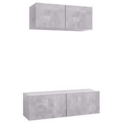 vidaXL Set di Mobili Porta TV 2 pz Grigio Cemento in Legno Multistrato - Vista aggiuntiva 2