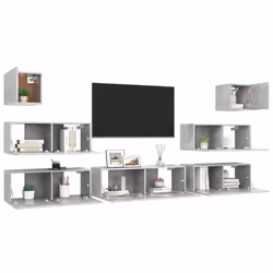 vidaXL Set di Mobili Porta TV 7 pz Grigio Cemento in Legno Multistrato - Vista aggiuntiva 3
