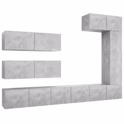 vidaXL Set di Mobili Porta TV 7 pz Grigio Cemento in Legno Multistrato - Vista aggiuntiva 2