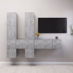 Set di Mobili Porta TV 7 pz Grigio Cemento in Legno Multistratocod mxl 72874