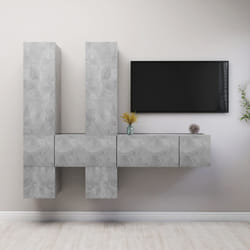 Set di Mobili Porta TV 7 pz Grigio Cemento in Legno Multistratocod mxl 72874
