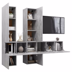 Set di Mobili Porta TV 7 pz Grigio Cemento in Legno Multistratocod mxl 72874