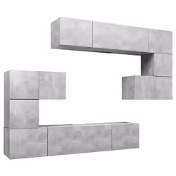 vidaXL Set di Mobili Porta TV 8 pz Grigio Cemento in Legno Multistrato - Vista aggiuntiva 2