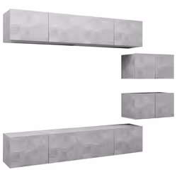 vidaXL Set di Mobili Porta TV 6 pz Grigio Cemento in Legno Multistrato - Vista aggiuntiva 2
