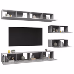 vidaXL Set di Mobili Porta TV 6 pz Grigio Cemento in Legno Multistrato - Vista aggiuntiva 3