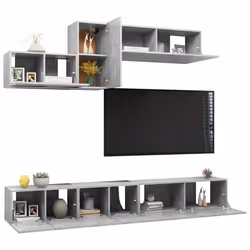 Set di Mobili Porta TV 6 pz Grigio Cemento in Legno Multistratocod mxl 72875 - Vista aggiuntiva 3