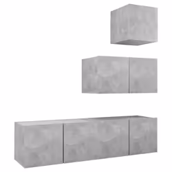 vidaXL Set di Mobili Porta TV 4 pz Grigio Cemento in Legno Multistrato - Vista aggiuntiva 2