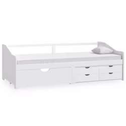 vidaXL Divano Letto 3 Posti con Cassetti Bianco Pino Massello 90x200cm - Vista aggiuntiva 2