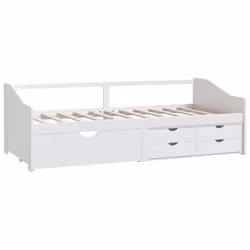 vidaXL Divano Letto 3 Posti con Cassetti Bianco Pino Massello 90x200cm - Vista aggiuntiva 3