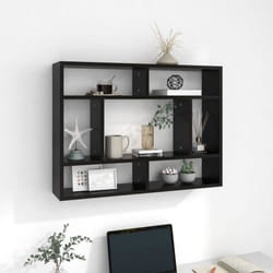 vidaXL Scaffale a Parete Nero 75x16x55 cm in Legno Multistrato