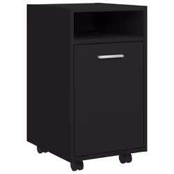 vidaXL Credenza con Ruote Nera 33x38x60 cm in Legno Multistrato - Vista aggiuntiva 2