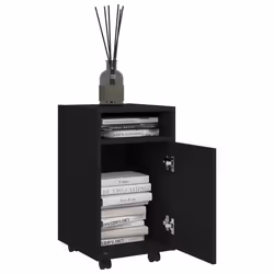 vidaXL Credenza con Ruote Nera 33x38x60 cm in Legno Multistrato - Vista aggiuntiva 3