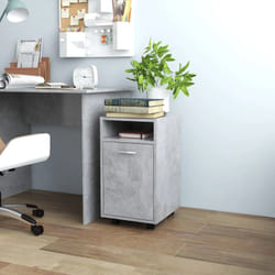 Credenza, Madia per salotto con Ruote Grigio Cemento 33x38x60 cm in Truciolato Vidaxl