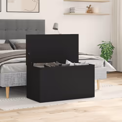 vidaXL Cassapanca Nera 84x42x46 cm in Legno Ingegnerizzato - Vista aggiuntiva 3