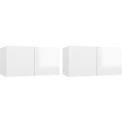 Vidaxl - Mobili Porta tv Pensili 2pz Bianco Lucido 60x30x30 cm