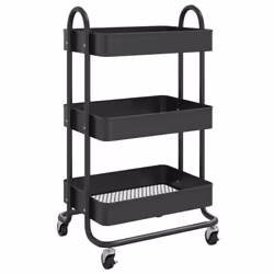 vidaXL Carrello a 3 Livelli Nero 43x34x79 cm in Acciaio - Vista aggiuntiva 2