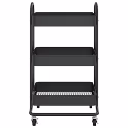 vidaXL Carrello a 3 Livelli Nero 43x34x79 cm in Acciaio - Vista aggiuntiva 3