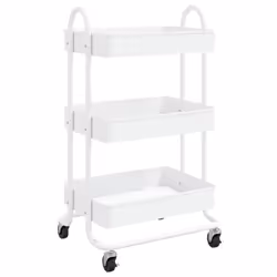 vidaXL Carrello a 3 Livelli Bianco 43x34x79 cm in Acciaio - Vista aggiuntiva 2