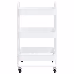 vidaXL Carrello a 3 Livelli Bianco 43x34x79 cm in Acciaio - Vista aggiuntiva 3