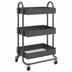 vidaXL Carrello a 3 Livelli Antracite 43x34x79 cm in Acciaio - Vista aggiuntiva 2