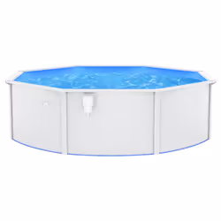 vidaXL Piscina con Pareti in Acciaio Rotonda 460x120 cm Bianca - Vista aggiuntiva 2