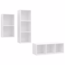 vidaXL Set Mobili Porta TV 3 pz Bianco in Legno Multistrato - Vista aggiuntiva 2