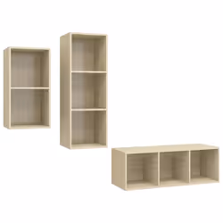 vidaXL Set Mobili TV 3 pz Rovere Sonoma in Legno Multistrato - Vista aggiuntiva 2