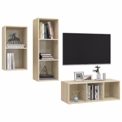 vidaXL Set Mobili TV 3 pz Rovere Sonoma in Legno Multistrato - Vista aggiuntiva 3