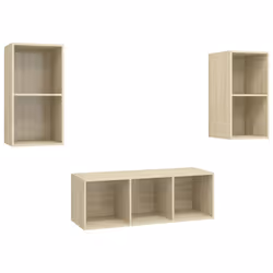 vidaXL Set Porta TV 3 pz Rovere Sonoma in Truciolato - Vista aggiuntiva 2