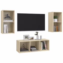 vidaXL Set Porta TV 3 pz Rovere Sonoma in Truciolato - Vista aggiuntiva 3