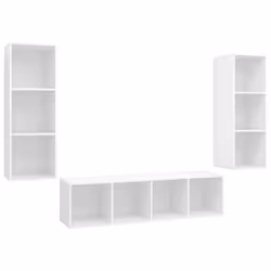 vidaXL Set Mobile TV 3 pz Bianco in Truciolato - Vista aggiuntiva 2