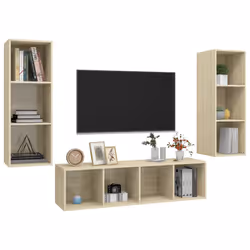 vidaXL Set Porta TV 3 pz Rovere Sonoma in Truciolato - Vista aggiuntiva 3